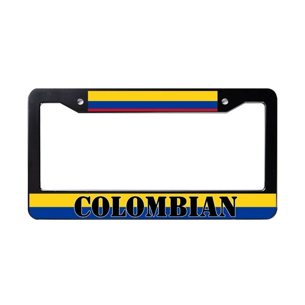 Black License Plate Frames Colombian Flag Aluminum Plate Frame 2