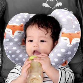 KAKIBLIN Baby Head Neck Support Pillow, 2 in 1 Banana Neck Pillow for Baby, Baby Travel Pillow for Stroller Neck Support for Newborn, Adjustable Baby Pillow for Head