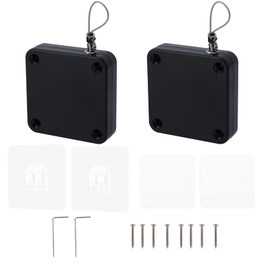 Fukaisu 2pcs Automatic Screen Door Closer with Steel Wire Rope, Punch-Free Installation Auto Sliding Storm Soft Interior Door Commercial & Residential Use