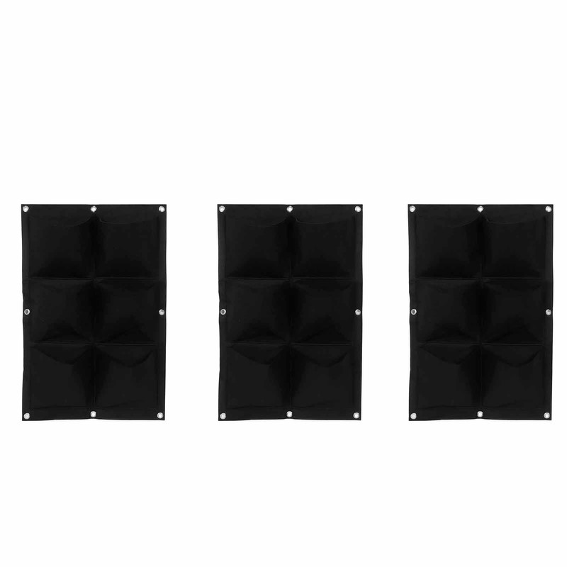 3Pcs 6 Pocket Plant Growing Bag Degradable Wall Hanging Felt