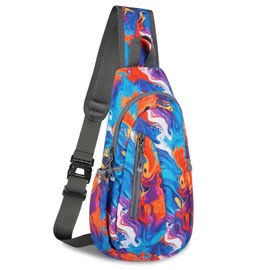 TITECOUGO Small Canvas Sling Bag Lightweight Crossbody Bag for Women Rucksack for Men Running Backpack Travel Chest Pack Shoulder Daypack for Gym Work Outdoor Hiking Sports Colored Ink