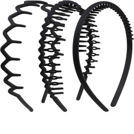 3 Pieces Sharks Tooth Hair Comb Plastic Non Slip Headband Wavy Teeth Hair Hoop Fashion Effortless Hairband Hair Accessory for Women Girls (Black, Pack of One)