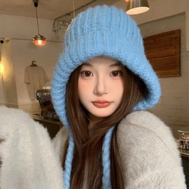 Multi-functional Knit Balaclava Hood Hat: Neck Warmer, Earmuffs, Scarf - Winter Warmth lf2753 Free Size/M (54-59cm) Red 4ea