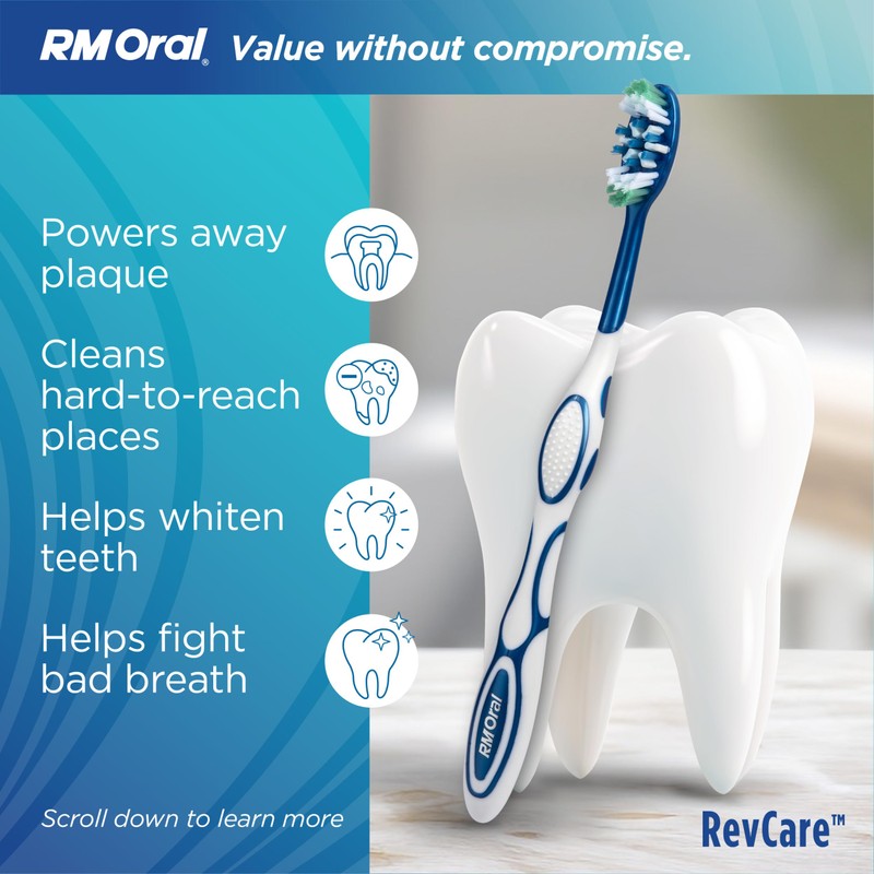 RM Oral RevCare Medium Toothbrush, Circular Power Bristles Power Away
