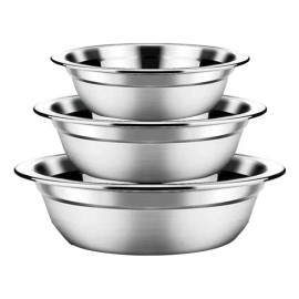 XOF Kit 3 Pz Tazon Bowl Ensaladera Acero Inoxidable Cocina 16-20