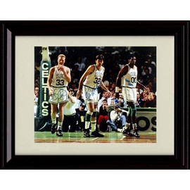Framed Larry Bird, Kevin McHale and Robert Parish - Boston Big 3 - Autograph Replica Print (Black Cherry, 8x10)