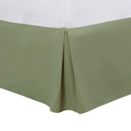 PiccoCasa King Size Pleated Bed Skirt, Bed Frame and Box Spring Cover - 16 Inch Tailored Drop Dust Ruffle Bedskirt, Wrinkle Free and Fade Resistance, Easy to Stall - Olive Green