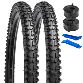 YUNSCM 2-PCS 26" Bike Tires 26x2.125/57-559 60TPI and 26" Bike Tubes Compatible with Mountain/Off Road Bike 26x1.95 26x2.0 26x2.10 26x2.125 26x2.15 Bicycle Bike Tires and Tubes (Y-413)