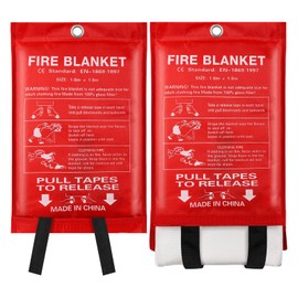 Emergency Fire Blanket for Home Kitchen – 2 Pack 3.3x3.3ft Fiberglass Suppression Flame Retardant Safety to Smother Fire Blanket Extinguisher Survival Kit for Home Office Fireplace A Kitchen Fire