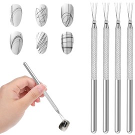 LIQWEI 4Pcs Clay Texture Tools, Spider Gel for Nails, Liner Brush for Nails Gel Dotting Tool Nail Art Air Dry Clay Tool, Sculpting Pottery Carving Tools Nail Art Line Painting Wire Drawing Pen