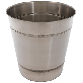 Hobby Lobby Stainless Steel Trash Can, 10 x 10 x 10 inches, Decorative Beaded Design, Silver, Bathroom, Office