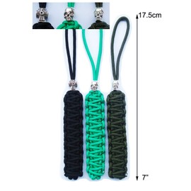 AOHOCA 3 pcs Paracord Tactical Knife Lanyard with Skull Cross Bead,Handcrafted Lanyards Pendant for EDC Pocket Knife,Folding Knife Ornaments