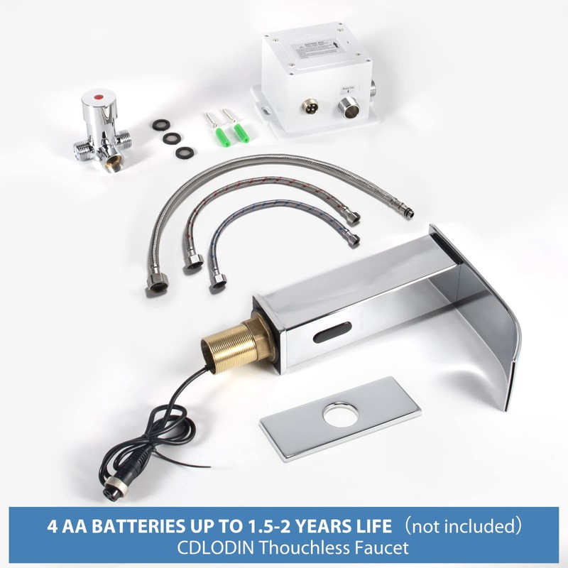 CDLODIN Automatic Sensor Touchless Bathroom Faucet, Modern Chrome Bathroom Faucet