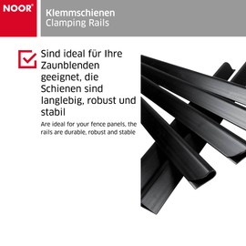 NOOR Klemmschienen 19x1,5cm I Anthrazitfarbene Klemmleisten für Sichtschutzstreifen I 25er Set