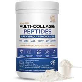 Product Maxx Multi Collagen Peptides Powder Grass Fed Types I II III V X with Biotin - Hyaluronic Acid & Vitamin C — Collagen for Hair Skin Nails Joints — Unflavored Sugar Free — 1.1 lb (500g)