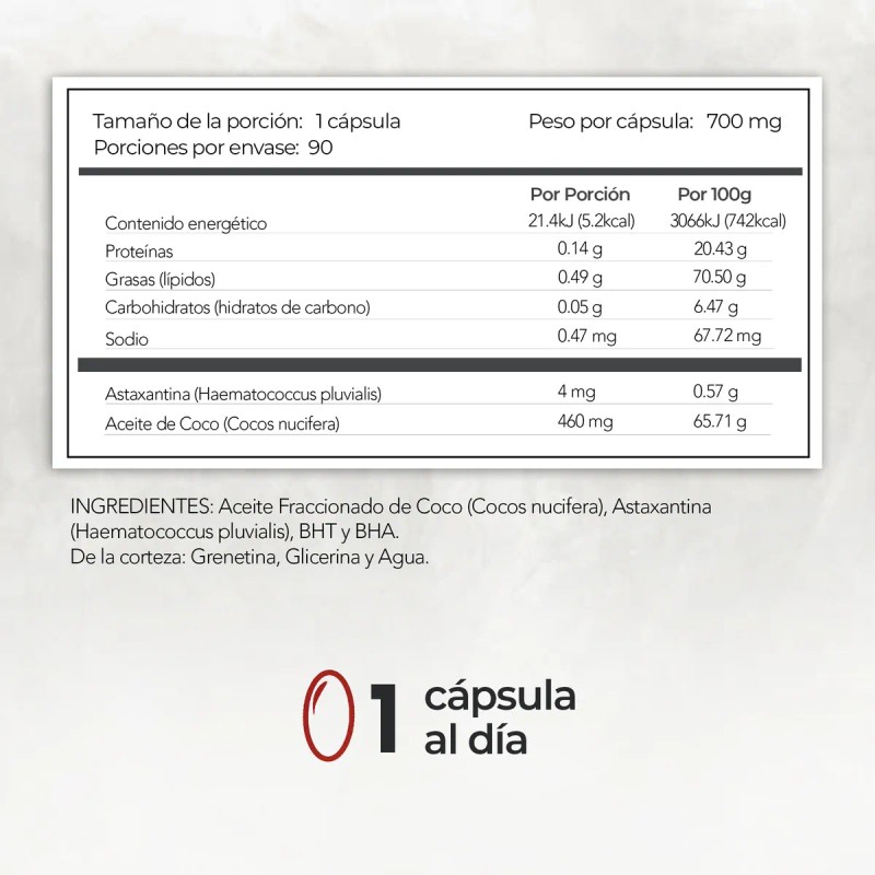Astaxantina + Aceite De Coco Mct Oil | 90 Softgels