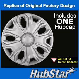 HubStar Hubcap Replacement for Ford Transit 150, 250, and 350: 2015-2024, 16-inch Wheel Cover (Silver, 1 Piece)