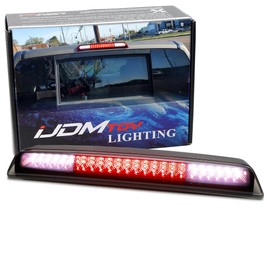 iJDMTOY Race Car Style Strobe Black-Out Smoke Lens w/Red Chrome Reflector 48-SMD LED High Mount Third Brake/Clearance Light Assembly Compatible with Nissan Frontier (D40 D41)