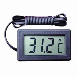 Digital Panel Mount Temperature Thermometer - LCD Display Celsius °C with 2m Waterproof Probe - Industrial & Home Use (Black)​[TH06]