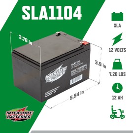Interstate Batteries 12V 12Ah Battery (4-Pack SLA1104) Sealed Lead Acid Rechargeable SLA AGM (F2 Terminal) APC UPS Back Up Power, Medical Devices, Security Systems, Emergency Lighting