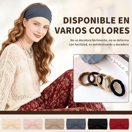 FUWEN 6 Piezas Diademas Deportivas, Diadema Elástica Suave Que Absorbe el Sudor, Diademas Ejercicio para Mujer Yoga, con 5 Ligas para Cabello, Cinta Deportiva Pelo Algodón, para Correr, Ciclismo, Yoga