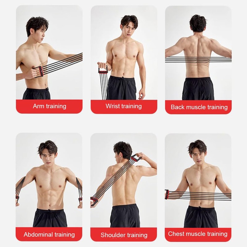 MTSDM 2Pcs Chest Expander, 5 Tubes Removable Ajustable Arm Strength
