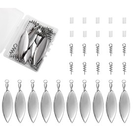 10pcs Tail Spinners Colorado Willow Blades Fishing Lure Spinner Blades for Soft Plastic/Senko Fishing Lures (S, Silver Willow Blade)