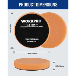 WORKPRO 7.5 Inch Buffing Sponge Pads, 5PCS