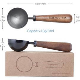 Easyworkz Retro Stainless Steel Coffee Scoop with Black Walnut Handle,10g Measuring Spoon (Gunmetal)