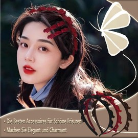 WhaleO Pack of 3 Hair Band with Clips, Double Layer Hair Clip Hairpin Headband Clip Headband with 6 Pieces Hair Pins, Hair Hoop Women's Clips, Hairstyle Aid Headband Women