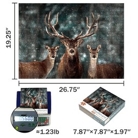 MaxRenard Game - Rompecabezas de 1000 piezas para adultos, juguete de animales nobles, familia de ciervo