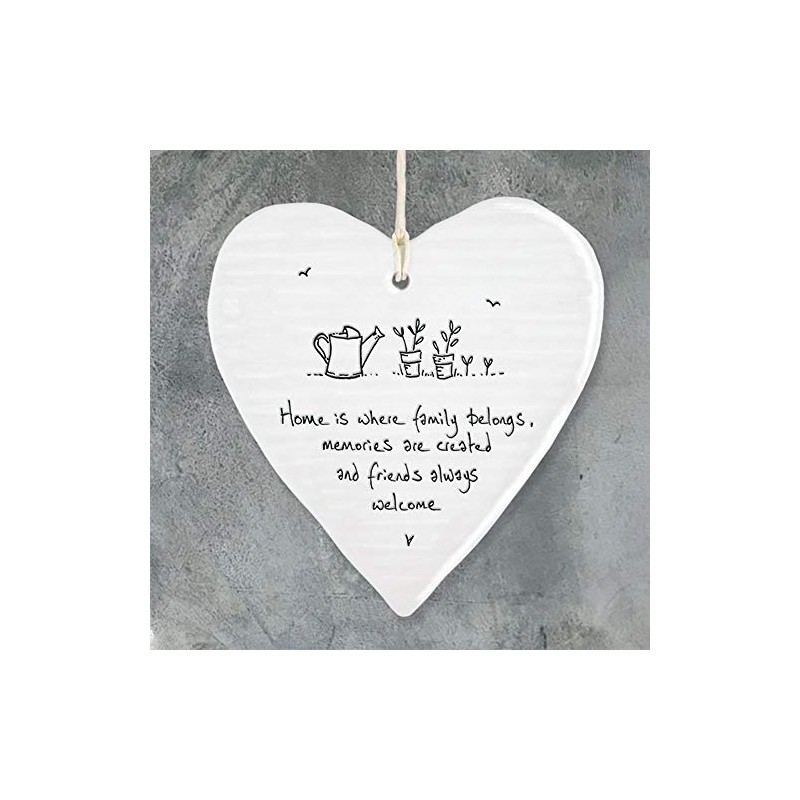 East Of India Hanging Heart Gift Home is where family