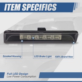 Auto Dynasty Smoked Housing LED 3rd Third Tail Brake Light High Mount Stop Lamp Compatible with Ford Explorer U502 11-15