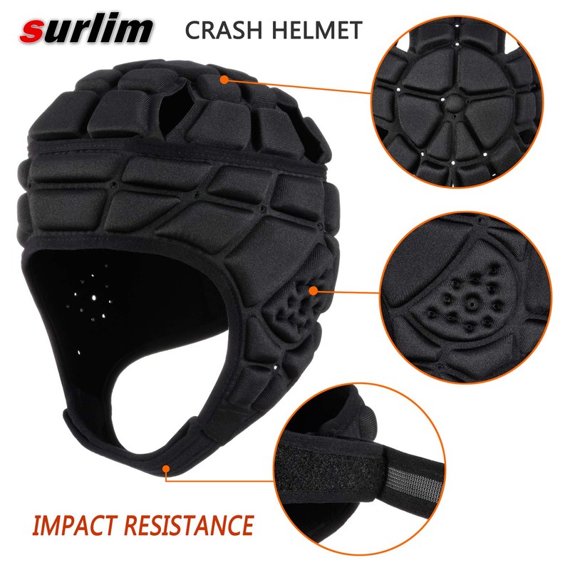 Surlim Rugby Helmet Headguard Headgear for Soccer Scrum Cap Soft