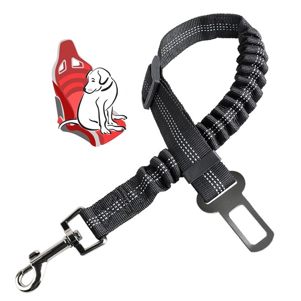 1 x Adjustable Dog Car Belt with Belt Clip for Dogs and Cats, Black
