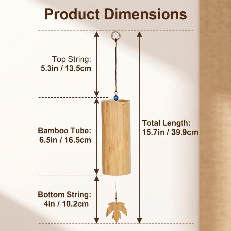 Wind Chime Set of 4 Elements, Included Portable Storage Box