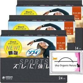 Sophy Sports Napkins, Anti-Shifting, Especially Large Daytime Use, 9.6 inches (260 cm), No Wings, 10.2 inches (26 cm), 24 Sheets x 3 Packs (72 Sheets Total) with Special Tissue