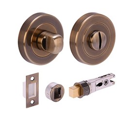 HANDLEZONEÂ® Bathroom Toilet Door Thumb Turn and Release Bullet Round Deadbolt Kit - Antique Bronze - 76mm Bolt with 57mm Backset