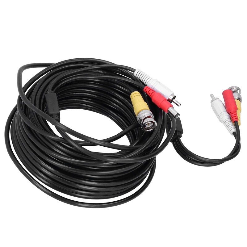 Portable CCTV Cable 3-In 1 Video Audio Power Cord BNC+RCA+DC