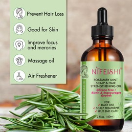 Rosemary Oil for Hair, 60 ml Rosemary Oil for Hair, Rosemary Oil for Scalp and Hair, 100% Natural Pure Rosemary Hair Growth, Accelerate Rosemary Oil for Aromatherapy, Massage and Aroma Diffusion