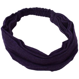 Gheri Cotton Elastic Hippie Bohemian Bandana Headband Plain Purple