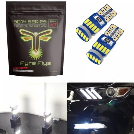 Fyre Flys HID Matching White 15-SMD T10 LED Bulbs For Car Parking Lights 168 194 2825 W5W