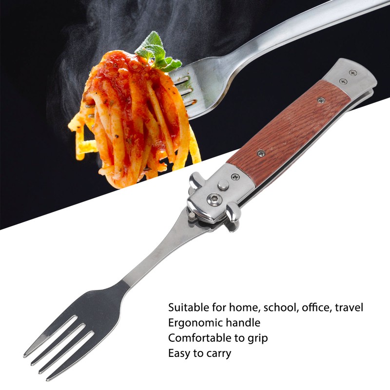 Spring Fork Rosewood Handle Stainless Steel Foldable Spring Fork for