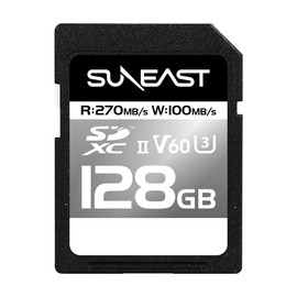 SUNEAST SDXC Card UHS-II V60 U3 4K UHD ULTIMATE PRO Professional Memory Card (V60 silver, 128GB)