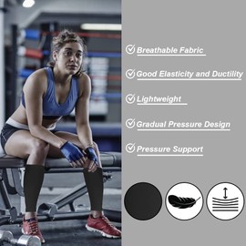 Novetec Calf Compression Sleeves for Men & Women (20-30mmhg) - Leg Compression Sleeve for Running, Cycling, Shin Splints Support, Relieve Legs Pain, Travel (One Pair)(Black,Medium)