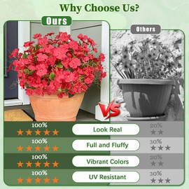 Dolicer 10 Bundles Look Real Artificial Flowers for Outdoors, UV Resistant Outdoor Artificial Flowers, Realistic Fake Outdoor Flowers Silk Faux Flowers for Outdoor Planters Porch Patio Yard Window Box