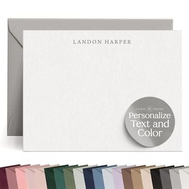 Tarjetas de notas personalizadas de papelería de Curio Press con sobres, tarjetas de nota personalizadas, tarjetas de agradecimiento personalizadas co