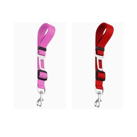 Dog Seat Belt Adjustable Safety Seatbelt Car Harness for Dogs in Car with Latch Buckle, Seatbelt Adjustable Pet Seat Belts for Dogs, Cats and Pets, 2 Pack Seatbelt Dog (Pink and Red)