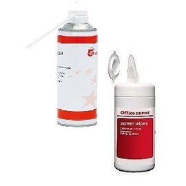 5 Star 400ml Air Duster Can (1) and Office Depot Screen Wipes (Tub of 100)
