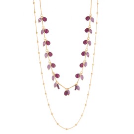 BULINLIN Long Gold Necklace Layered Long Statement Necklaces for Women Double Sweater Chain Mothers Day Gifts for Mum Gold Costume Jewellery(Purple)